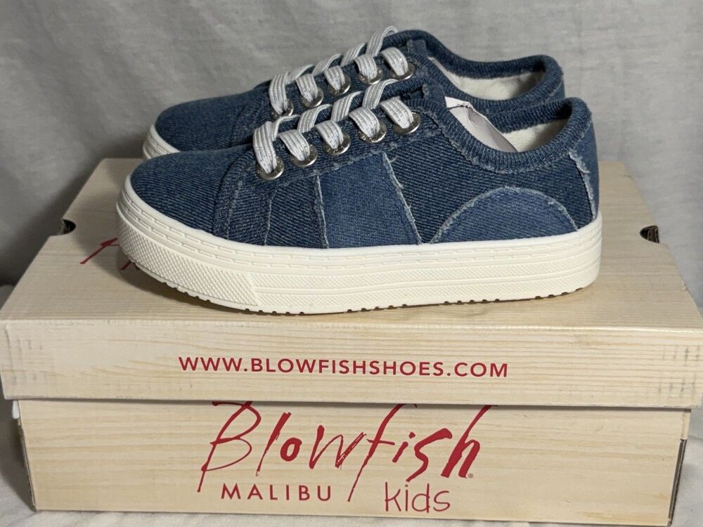 NEW NWT Blowfish Malibu Kids SuperSmile-K Denim Blue Shoes Sneakers Size 12 Kids
